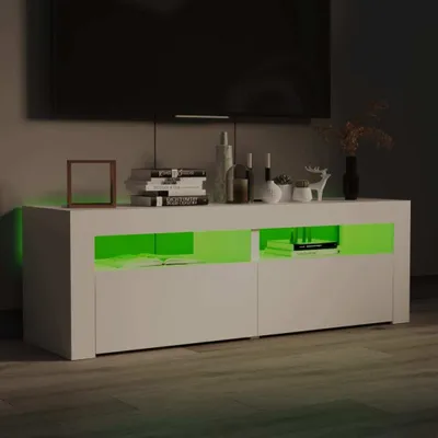 Produktbild von "Winterschlussverkauf "TV-Schrank Industriestil - CLORIS - Fernsehenschrank - mit LED-Leuchten Weiß 120x35x40 cm - DEMöbel7219478