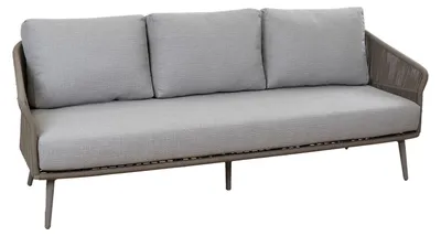 Produktbild von Loungesofa Alezio | 3 Sitzer | Elfenbeinfarbe | Camel Mocca | Aluminium und Rope