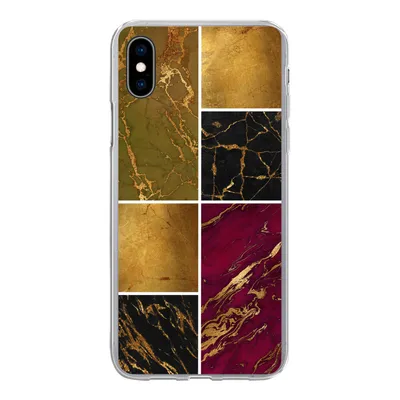 Produktbild von MuchoWow® Handyhülle Schutzhülle Hülle für iPhone Xs Marmor - Gold - Schwarz - Rosa Silikon Softcase Handy Hülle - Handytasche