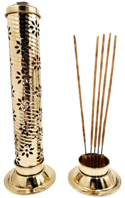 Räucherstäbchenhalter, Messing, Blumenmuster, 27 cm, für 5 Stäbchen