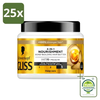 Produktbild von 25 x Gliss Ultimate Repair 4-in-1 Hair Butter Haarmasker - 400 ml - Großpackung - 25 Stücke