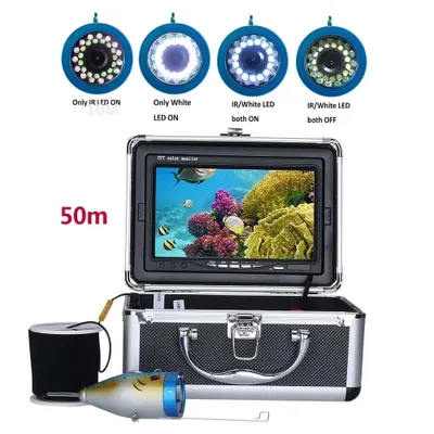 Immagine prodotto di Telecamera subacquea per la pesca, display da 7 pollici, ecoscandaglio HD, impermeabile IP68 per la pesca sul ghiaccio/mare/lago, 50 m, 30 LED