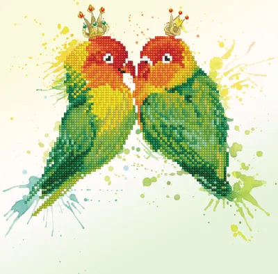 Produktbild von DIAMOND DOTZ® Original Diamond Painting "Love Birds“ 32 x 32 cm ab 8 Jahren