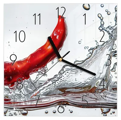 Produktbild von Wanduhr aus Glas mit Motiv Chiliim Wasser- 30 x 30 cm - inkl. Aufhängesystem
