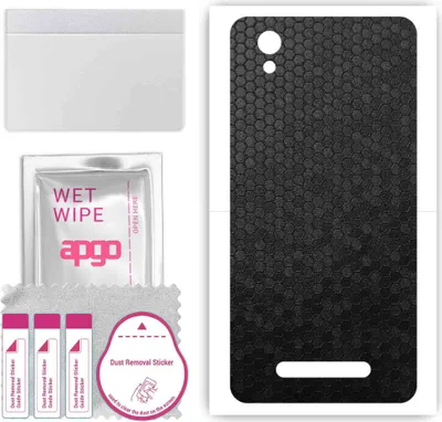 Produktbild von apgo Rückseite Schutzfolie, Skin, kompatibel mit ZTE Blade A5 (2019), Hinten Displayschutzfolie aus Vinylfolie, kratzfest, einfache Montage - Schwarze Honigwabe