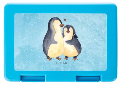 Produktbild von Mr. & Mrs. Panda Lunchbox Pinguin umarmen - Eisblau - Geschenk, Verknallt, Brot Aufbewahrungsbox, Liebe, Essensbox, Umarmung, Bentobox, Verlobung, Bento Box, Snackbox