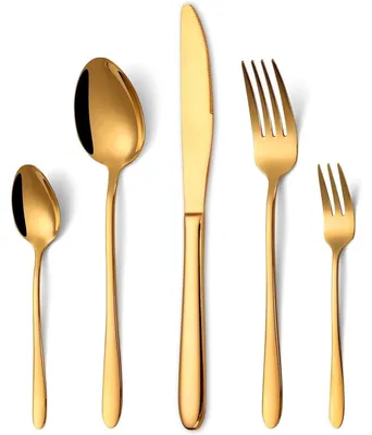 Produktbild von Besteckset Gold 60-teilig für 12 Personen Edelstahl Spülmaschinenfest