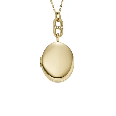 Produktbild von Fossil JF04426710 Halskette mit Anhänger Damen Locket Collection Edelstahl Gold