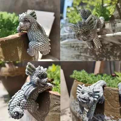 Obrázok produktu pre Elzusha – Súprava 4 miniatúrnych sošiek drakov na vonkajšie dekorácie
