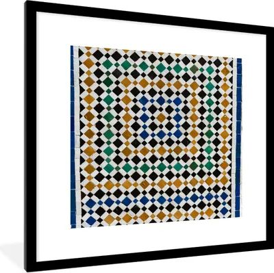 Produktbild von MuchoWow® Gerahmtes Poster Ein marokkanisches Mosaik, das wie eine Art Labyrinth aussieht 40x40 cm - Poster mit Schwarzem Bilderrahmen Wandposter Rahmen Foto Bilder - Poster - Plakat im Rahmen