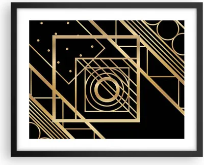 Produktbild von Gerahmtes Poster - Schwarzer Rahmen - Abstraktion Quadrat Gold - 50x40 cm - Wand Bild - Wanddeko - Wandbilder - Kunstposter - Wandposter - Bilderrahmen - Bilder - Kunstdruck - P2BAA50x40-4375