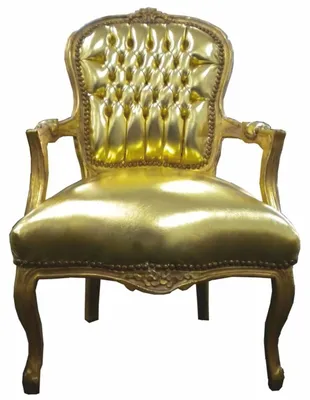 Produktbild von Casa Padrino Barock Kunstleder Salon Stuhl Gold - Barock Möbel