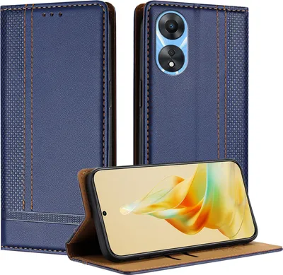 Produktbild von Handyhülle für OPPO A78 5G Leder Flip Klappbare Schutzhülle mit Standfunktion Blau