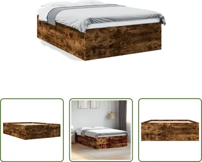 Produktbild von The Living Store Bettgestell Räuchereiche 120x200 cm Holzwerkstoff