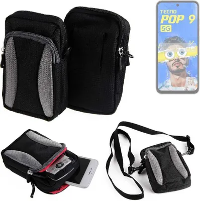 Produktbild von K-S-Trade Holster Schutz Hülle kompatibel mit Tecno Pop 9 5G Handy Hülle Gürteltasche Umhängetasche mit Zusatzfach schwarz