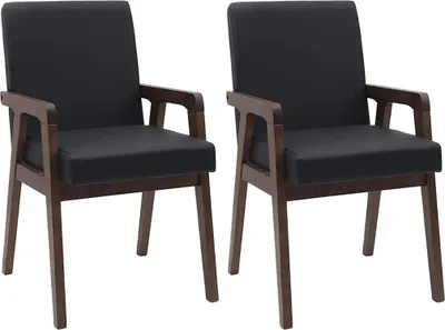 Produktbild von vidaXL Esszimmerstühle mit Kissen 2 Stk. Braun Massivholz Gummibaum