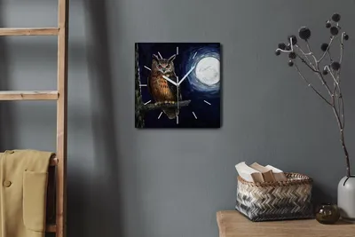 Produktbild von Coloray Hodiny Unikátní 30x30 cm  Tiché hodiny Pro obývací pokoj a kuchyň Nástěnné hodiny Plátno Bílé ručičky hodin - Strom -Black Hands Branch Moon
