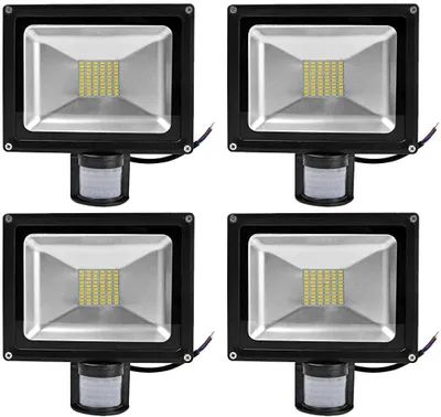 Produktbild von 4pcs 50W LED Strahler Fluter Spot Außenstrahler Flutlich mit Bewegungsmelder,Greenmigo Warmweiß Wandstrahler Schwarz Aluminium IP65 Wasserdicht AC 85-265V Tageslichtweiß