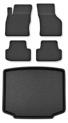 Image de Tapis en caoutchouc + bac de coffre pour Skoda Scala 2019- (hayon, avec roue de secours) – 5 pièces, noirs, semi-universel, adapté