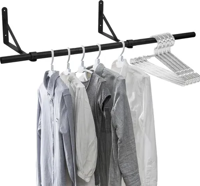 Produktbild von Kleiderstange Wandmontage - industrielle Garderobenstange - 90cm - schwarz - Metall