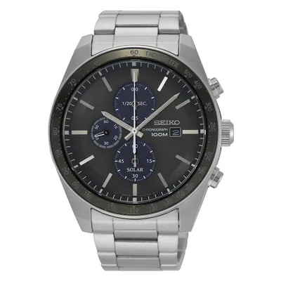 Produktbild von SEIKO Herren Solar Quarz Chronograph aus Edelstahl mit Datumsanzeige und Tachymeteranzeige in silberfarben - SSC715P1