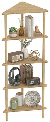Produktbild von 5-stufiges Eckregal aus Bambus, 41,5 x 21,5 x 114 cm, Holz