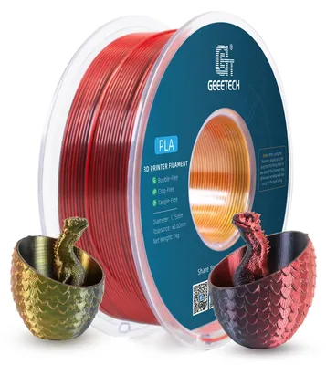 Produktbild von Tricolor Silk PLA - PLA Filament für 3D‑Drucker - 1,75 mm - 1 kg Spule - Toleranz ±0,03 mm - Vakuumverpackt - Rot/Schwarz/Gold