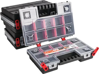 Produktbild von Sortimentskasten Kunststoff Sortimentsbox NORS12 DUO x3 Rot Sortierbox