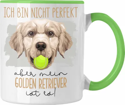 Produktbild von Trendation - Golden Retriever Besitzer Tasse Geschenk Lustiger Spruch Geschenkidee Besitzerin Ich Bin Nicht Perfekt Aber Mein Golden Retriever Ist Es (Grün)