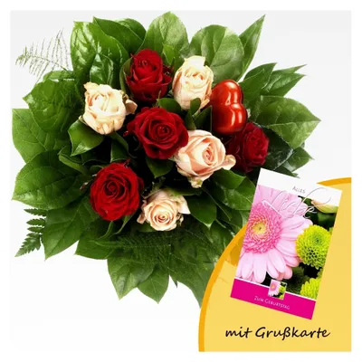 Produktbild von Blumenstrauß Mein Glück mit Grußkarte zum Geburtstag