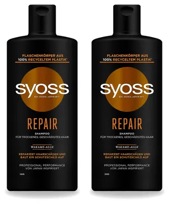 Produktbild von 2 x Syoss Repair Shampoo - für beschädigtes und brüchiges Haar - 440 ml - Vorteilspackung - 2 Stücke