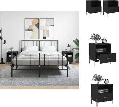 Produktbild von vidaXL Nachttische 2 Stk. Schwarz 40x35x47,5 cm Holzwerkstoff -  Nachttische