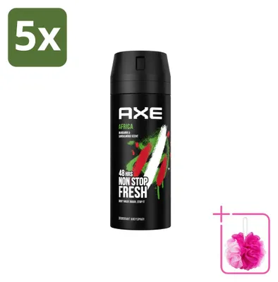 Imagen del producto de 5 unidades de aerosol corporal Axe Africa, 150 ml, pack ahorro