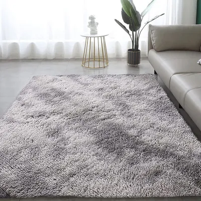 Obrázek produktu pro Měkký plošný koberec Ložnice Koberec Shaggy Fluffy Barevné batikované koberce Koberec 120 * 160 cm Světle šedý