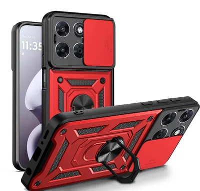 Produktbild von Outdoor Panzer Hülle für Motorola Moto G87 Kameraschutz Ring Case Stoßfest Rot