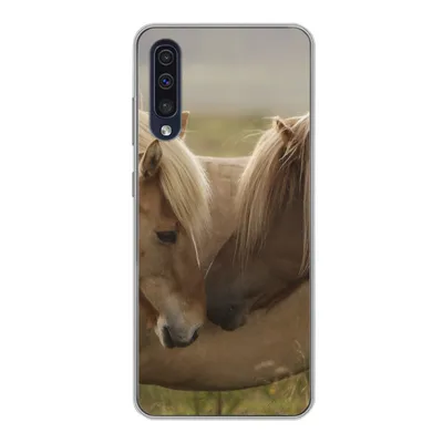 Produktbild von MuchoWow® Handyhülle Schutzhülle Hülle für Samsung Galaxy A30s Pferde - Gras - Braun Silikon Softcase Handy Hülle - Karteninhaber