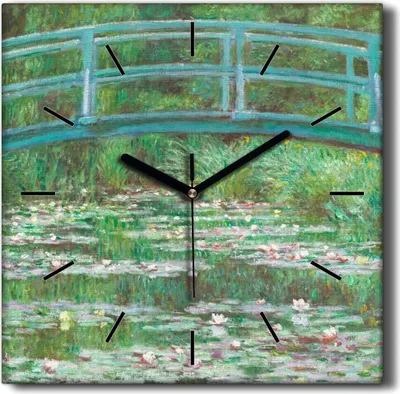 Produktbild von Coloray Hodiny Unikátní 30x30 cm  Tiché hodiny Pro obývací pokoj a kuchyň Nástěnné hodiny Plátno Černé ručičky hodin - Většina přírody Monet