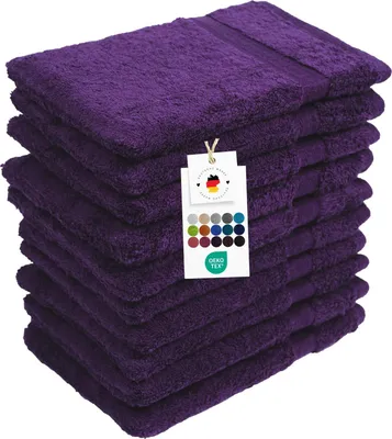 Produktbild von Waschlappen 16x21 cm aus 100% Baumwolle 500g/m2, 10er Set Waschhandschuhe Lila