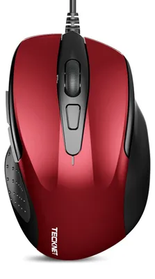 Immagine prodotto di Mouse con cavo, 6400 DPI, mouse per computer con 6 pulsanti, controllo preciso, colore: rosso