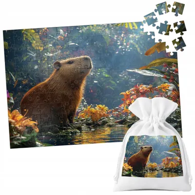 Zdjęcie produktu dla PUZZLE TRADYCYJNE - ZWIERZĘTA KAPIBARA MODNE - 24 el