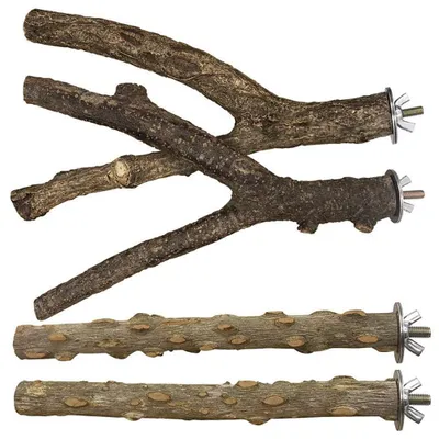 Produktbild von 4-teiliges Holz-Vogelstangen-Hängespielzeug für Sittiche, Wellensittiche und andere kleine Vögel