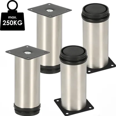 Produktbild von Clanmacy 4er Set Möbelfüße Tischbein Set Sofafüße Möbelbeine Bettstützen Sofafüße Schrankfuß Möbelbeine Edelstahl 180mm