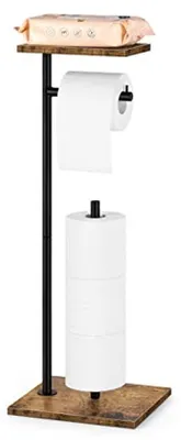 Produktbild von Freistehender Toilettenpapierhalter mit Ablage - Rustikales Braun für Badzimmer