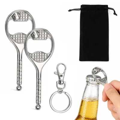 2er Set Tennisrackets Flaschenöffner Schlüsselanhänger Zinklegierung