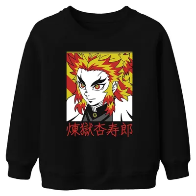 Immagine prodotto di Rengoku Kyojuro Kimetsu no Yaiba Anime Capelli di fiamma Regalo Felpa Unisex Bambini, Nero, 152