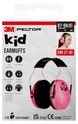 Immagine prodotto di cuffie auricolari 3M™ PELTOR™ per bambini - Valore SNR 27 dB - Cuffie antirumore - Rosa