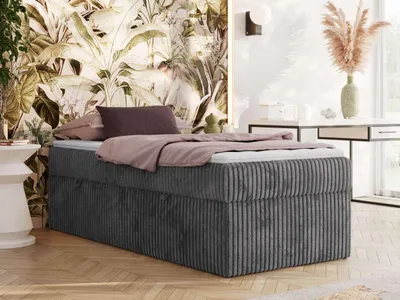 Obrázek produktu pro Kontinentální postel bez čela postele ZERO 90x200 - Středně tvrdé (H3) Multipocket | Šedá Manšestr - Topper T25