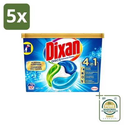 Produktbild von 5 x  Dixan Discs 4in1 Extreme Power Waschmittel-Capsules - Vorratspackung - 5 Stücke