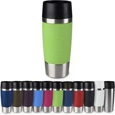 Zdjęcie produktu dla Kubek podróżny, klasyczny kubek termiczny/izolowany, pojemność 360 ml, utrzymuje ciepło przez 4 godziny / zimno przez 8 godzin, w 100% szczelny, zamknięcie na zatrzask, otwór do picia 360°, kolor limonkowy