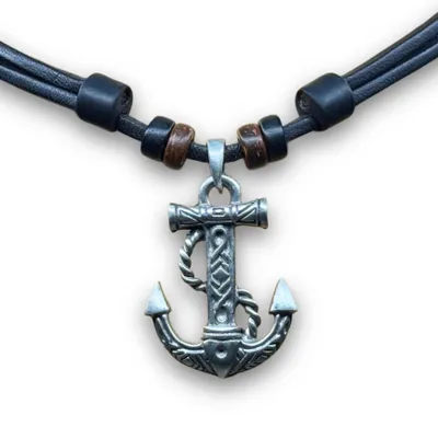 Produktbild von HANA LIMA | Wikinger Anker Leder Halskette Surfer Kette Herren Damen Schmuck keltisch